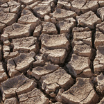 Von Dürre ausgetrockneter Boden, der tiefe Risse aufweist.
