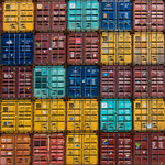 Container in verschiedenen Farben, die übereinander gestapelt sind.