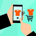 Eine Grafik mit einem Smartphone, das ein Onlinekauf darstellen soll