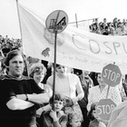 Demonstration gegen den Tagebau Cospuden in der DDR 