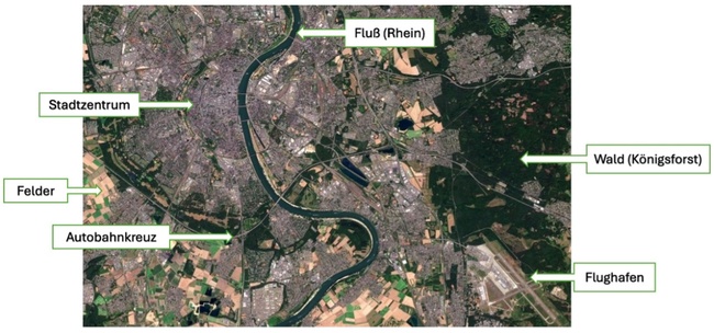 Satellitenbild von der Stadt Köln.