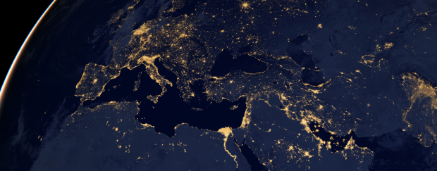 Die Erde, aufgenommen von einem Satellit aus dem Weltraum. 