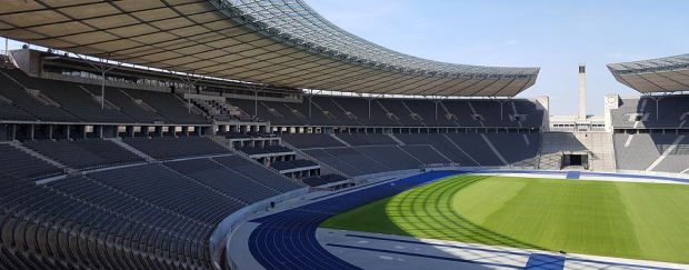 Das Berliner Olympiastadion von innen.