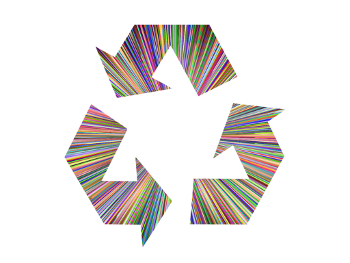 Recycling-Symbol mit drei Pfeilen in Dreiecksform