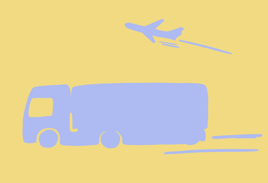 Illustration: LKW und Flugzeug