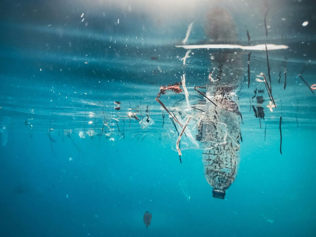 Plastikflasche im Meer