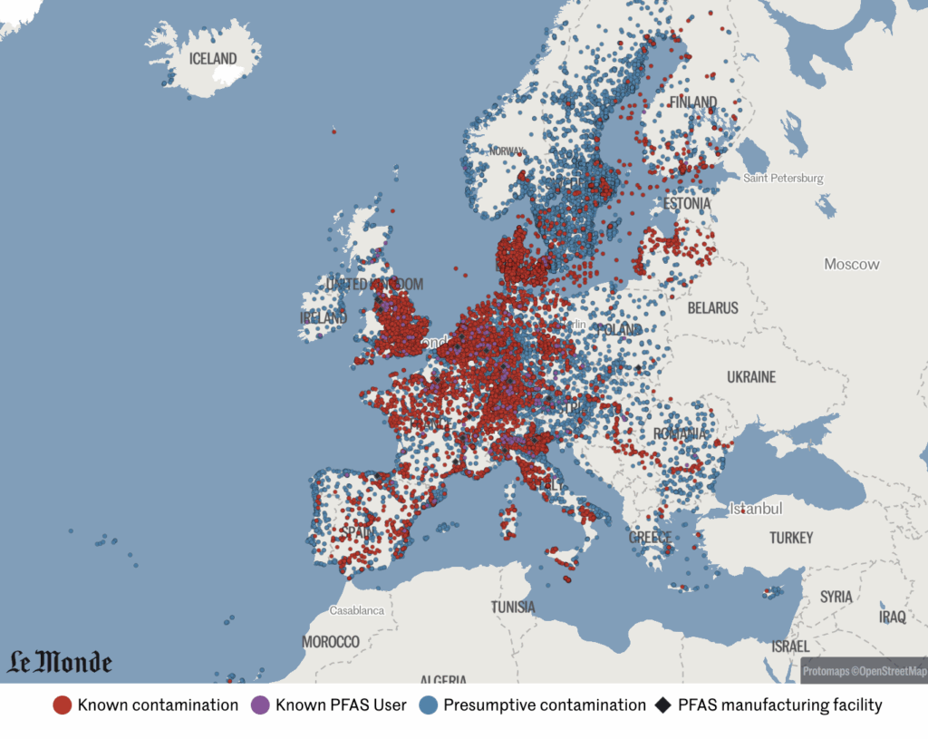 Screenshot der Karte des Forever Pollution Projects.