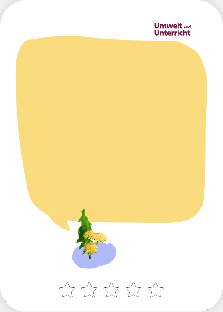 Löwenzahnblüten mit einer Sprechblase.