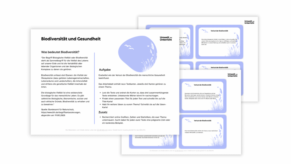 Preview der Arbeitsblätter zu Umwelt und Biodiverstität